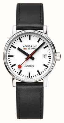 Mondaine Evo2 automatique 35mm | bracelet en cuir noir | cadran blanc MSE.35610.LBV