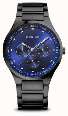 Bering Classique | hommes | noir brossé | cadran bleu 11740-727