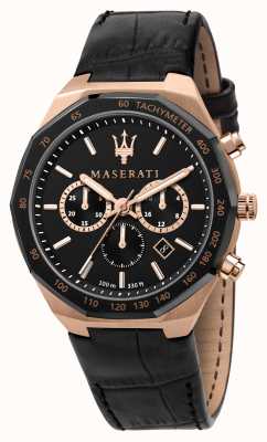 Maserati Bracelet en cuir noir pour homme chronographe Stile R8871642001
