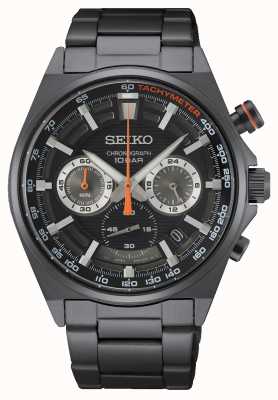Seiko Bracelet chronographe en acier inoxydable noir SSB399P1