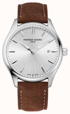 Frederique Constant Quartz classiques | bracelet en cuir marron | cadran argenté FC-220SS5B6