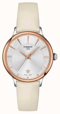 Tissot Bracelet en cuir crème cadran argenté Odaci-t sectionné T1332102603100