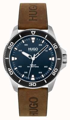 HUGO # streetdiver occasionnel | cadran bleu | bracelet en cuir marron 1530220
