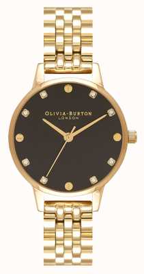 Olivia Burton Montre bracelet en or midi cadran soleillé noir OB16SE17