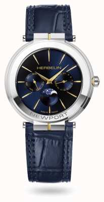Herbelin Montre Newport fine phase de lune avec bracelet en cuir 12722/T15BL