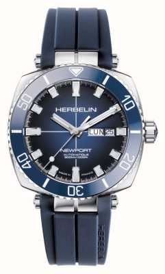 Herbelin Newport diver automatique (42mm) cadran bleu / bracelet caoutchouc bleu 1774/BL15CB
