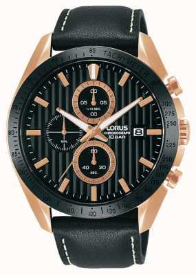 Lorus Bracelet en cuir noir quartz chronographe sport RM308HX9