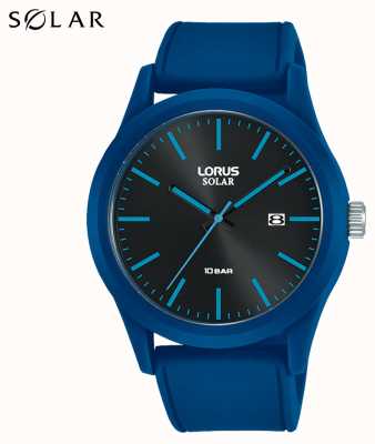 Lorus Montre solaire 42 mm bracelet silicone bleu RX305AX9