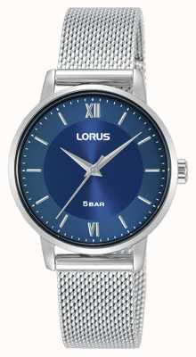 Lorus Bracelet en maille d'acier inoxydable à cadran bleu pour femme RG279TX9