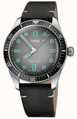 ORIS Divers soixante-cinq automatique (40 mm) cadran gris / bracelet cuir noir 01 733 7707 4053-07 5 20 89