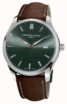 Frederique Constant Classique | cadran vert bracelet en cuir marron FC-240GRS5B6