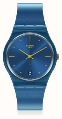 Swatch Montre bracelet en silicone bleu nacré GN417