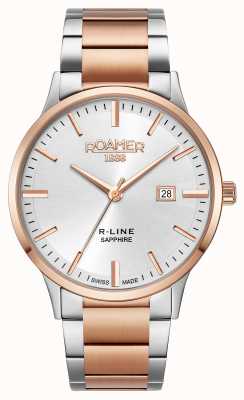 Roamer R-line classique cadran argenté bracelet bicolore en or rose 718833 47 15 70