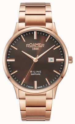 Roamer Bracelet en or rose à cadran marron classique R-line 718833 49 65 70