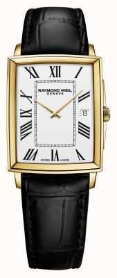 Raymond Weil Montre homme toccata rectangulaire or jaune bracelet cuir pvd 5425-PC-00300