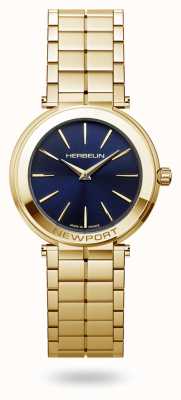Herbelin Newport slim cadran bleu montre bracelet pvd or 16922/BP15