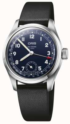 ORIS Grande couronne aiguille date calibre 403 automatique (38mm) cadran bleu / bracelet cuir noir 01 403 7776 4065-07 5 19 11