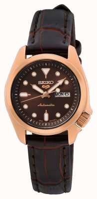 Seiko 5 sports | compacte | cadran marron | bracelet en cuir marron | montre automatique SRE006K1