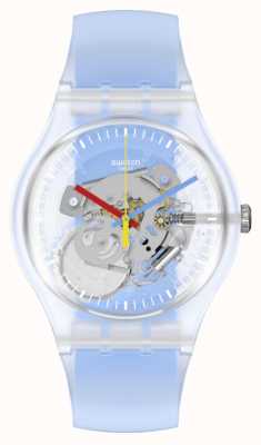 Swatch Bracelet en silicone bleu clair rayé bleu clair SUOK156