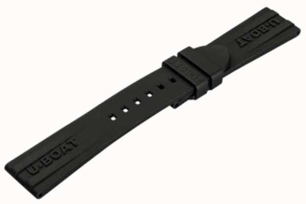 U-Boat Boucle noire | 22 mm | bracelet en caoutchouc noir uniquement 8351/Black PB
