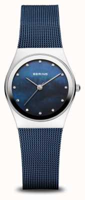 Bering Classique | cadran en nacre bleue | bracelet milanais bleu | boîtier en acier inoxydable poli 12927-307