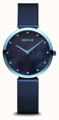 Bering Classique | cadran en nacre bleue | bracelet milanais bleu | boîtier en acier inoxydable bleu 18132-398
