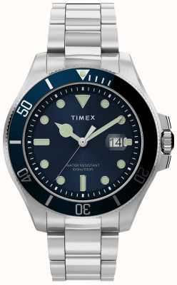 Timex Harborside Coast Boîtier argenté de 43 mm Cadran bleu Bracelet en acier inoxydable tr bleu TW2U41900