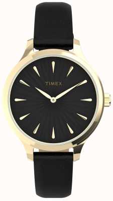 Timex Boîtier Peyton doré et bracelet noir avec cadran noir TW2V06600