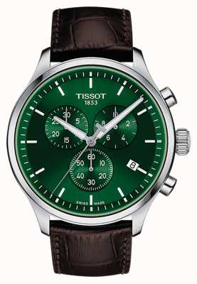Tissot Chrono XL | cadran vert | bracelet en cuir marron T1166171609100