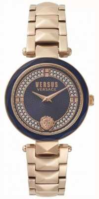 Versus Versace Jardin couvert des femmes | cadran bleu | montre ton or rose VSPCD2717