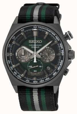 Seiko Montre chronographe homme cadran vert bracelet noir et vert SSB411P1