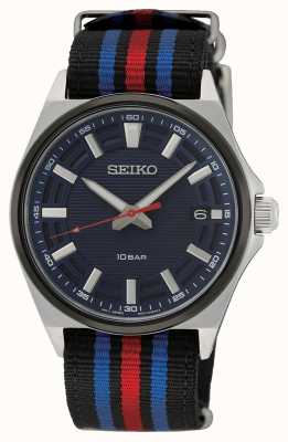 Seiko Cadran bleu bracelet nato bleu et rouge pour homme SUR509P1