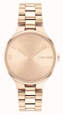 Calvin Klein Montre-bracelet en acier inoxydable avec cadran soleillé en or rose 25200131