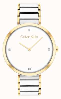 Calvin Klein Montre à quartz bicolore or et argent minimaliste à barre en T 25200134