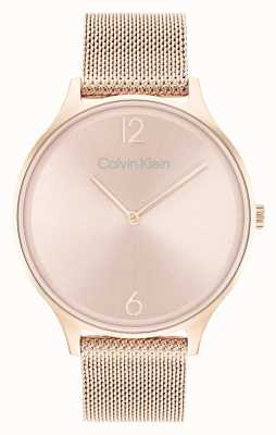 Calvin Klein cadran or rose 2h | bracelet en maille d'acier inoxydable d'or rose 25200002