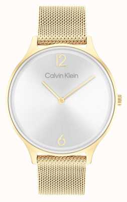 Calvin Klein cadran argenté 2h | bracelet en maille d'acier inoxydable d'or 25200003