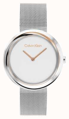 Calvin Klein Cadran argent femme | bracelet en maille d'acier inoxydable 25200011