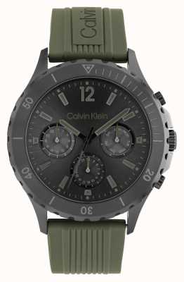 Calvin Klein Montre chronographe homme bracelet silicone vert 25200119