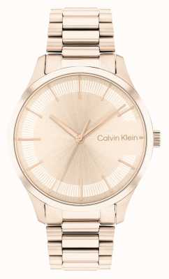 Calvin Klein Cadran or rose soleillé | bracelet en acier inoxydable or rose 25200042