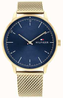 Tommy Hilfiger Hendrix homme | cadran bleu | bracelet en maille d'or 1791877