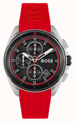 BOSS Volane | cadran chronographe noir | bracelet en silicone rouge 1513959