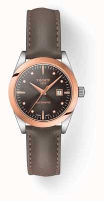 Tissot T-my lady automatique bracelet en cuir brun or 18 carats T9300074629600