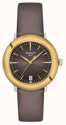 Tissot Bracelet en cuir brun or 18 carats Glendora T9292104606600