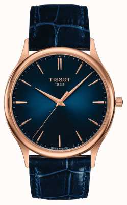 Tissot Bracelet Excellence cuir bleu or 18 carats T9264107604100