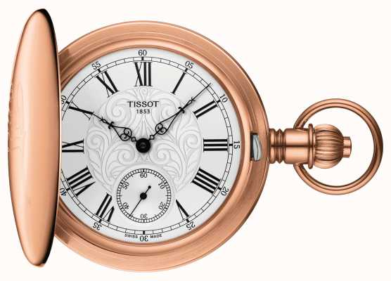 Tissot Montre de poche mécanique Savonnette ton or rose T8644059903301