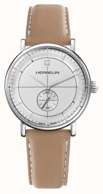 Herbelin L'inspiration masculine | cadran argenté | bracelet en cuir marron 18247AP12