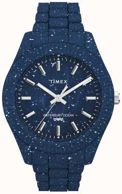 Timex Montre en plastique bleu tacheté océan Waterbury TW2V37400