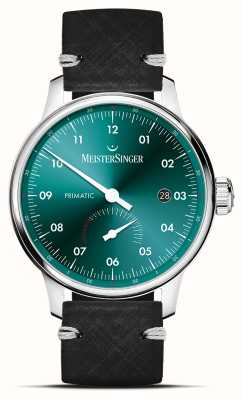 MeisterSinger Primatic cadran vert pétrole bracelet cuir noir PR919