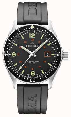 Delma Quartz de champ Caïman | cadran noir | bracelet en caoutchouc noir 41501.708.6.034