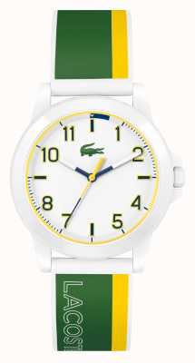 Lacoste Cavalier enfant | cadran blanc | bracelet vert et jaune 2030044
